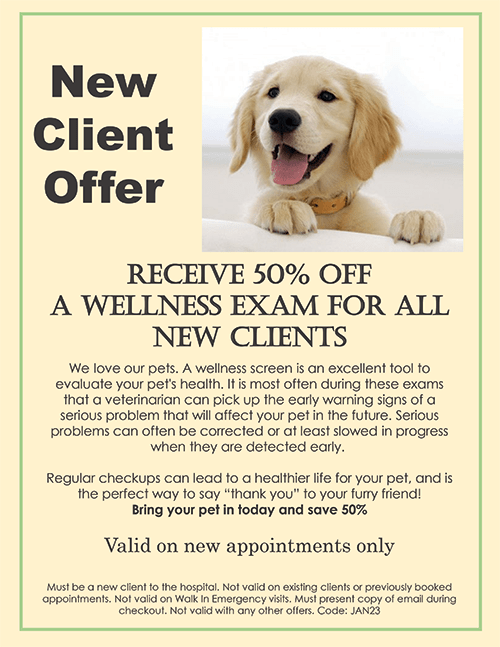 New Patient Promotion - 50% OFF First Visit at West Chester Vet